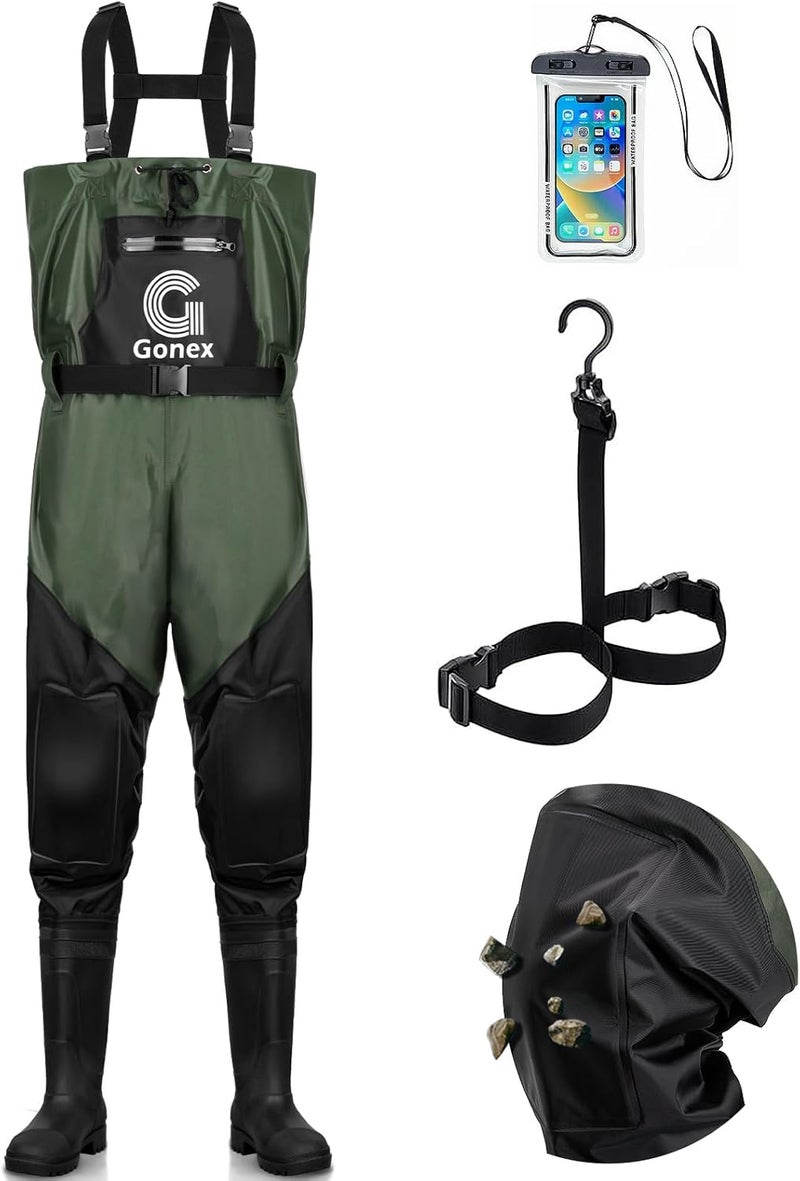 Gonex Chest Waders for Men Women Waterproof 2-Ply PVC Waders for Fishing Duck Hunting with Boot Hanger - Image 1